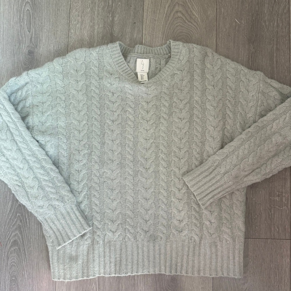 Joie Womens Small Seafoam Green Cable Knit Crew Neck Pullover Sweater Soft S